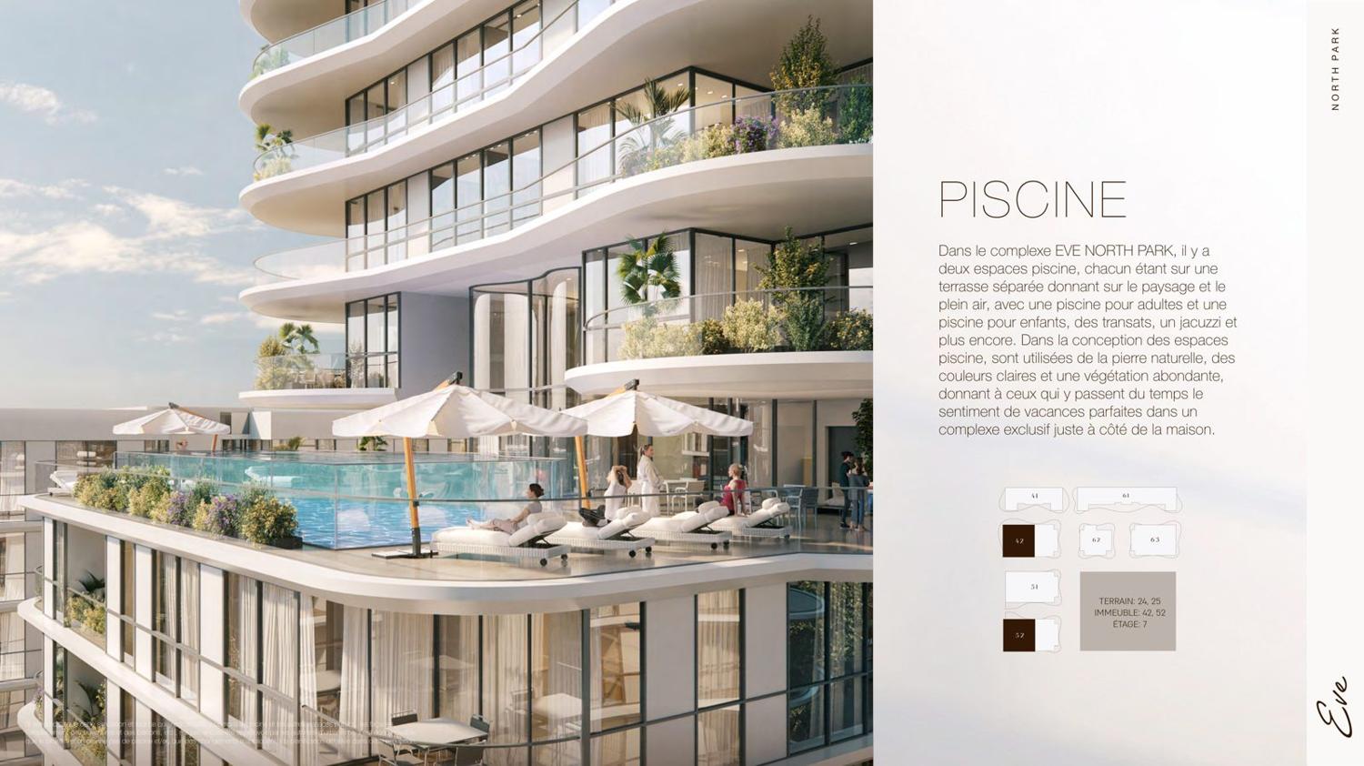 Deux espaces piscine sur terrasses